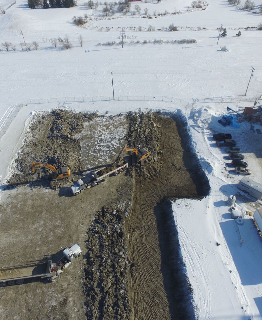 Aerial view of the DJN crusher spread working