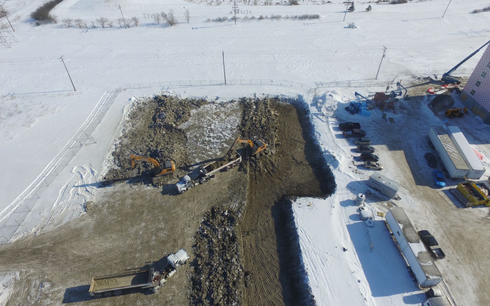 Aerial view of the DJN crusher spread working